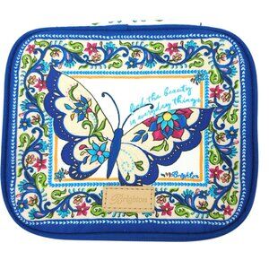 Brighton Travel Jewelry Case Bag Butterfly Garden Blue Floral Organizer SoftSide